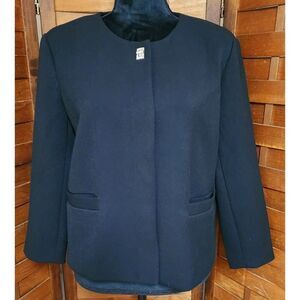 Philosophy Womens Size 12 Solid Black Long Sleeve Snap Button Suit/Dress Jacket